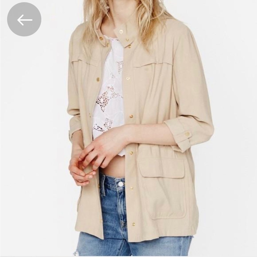 Zara Safari Utility lightweight tan jacket Small - Picture 2 of 6